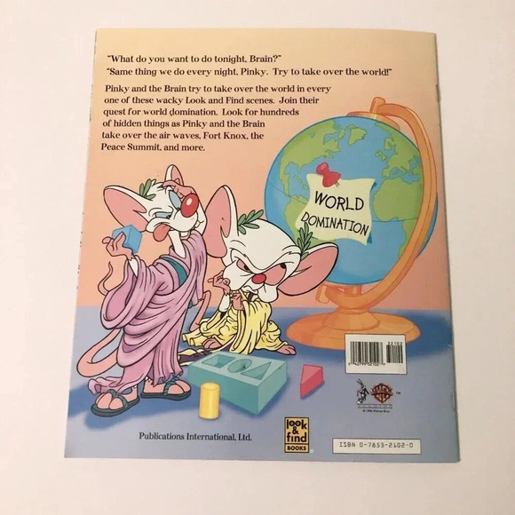 Vintage 1996 Pinky and The  Brain Look and Find Book Warner Bros Softcover - Picture 14 of 15